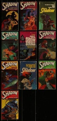 3a417 LOT OF 10 SHADOW PAPERBACK BOOKS 1970s great crime stories with cool cover art!