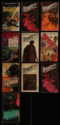 3a416 LOT OF 10 SPIDER AND SHADOW PAPERBACK BOOKS 1960s-1990s crime stories with cool cover art!