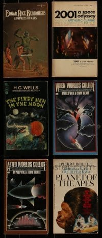 3a430 LOT OF 6 SCIENCE FICTION PAPERBACK BOOKS 1960s-1970s Edgar Rice Burroughs, H.G. Wells!