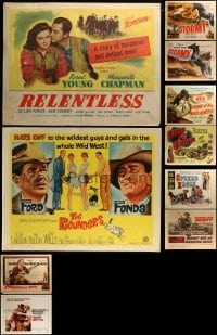 3a615 LOT OF 10 MOSTLY FORMERLY FOLDED COWBOY WESTERN HALF-SHEETS 1940s-1970s great images!