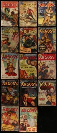 3a258 LOT OF 14 ARGOSY ALL-STORY WEEKLY PULP MAGAZINES 1930s-1940s all with great cover art!