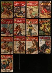 3a260 LOT OF 13 ARGOSY ALL-STORY WEEKLY PULP MAGAZINES 1930s-1940s all with great cover art!