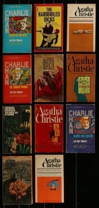 3a414 LOT OF 11 DETECTIVE PAPERBACK BOOKS 1960s-1970s Charlie Chan, Agatha Christie & more!