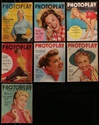 3a297 LOT OF 7 PHOTOPLAY MOVIE MAGAZINES 1954-1955 filled with great images & articles!