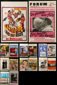 3a587 LOT OF 16 MOSTLY FORMERLY FOLDED VERTICAL BELGIAN POSTERS 1950s-1970s a variety of movie images!