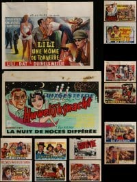 3a593 LOT OF 14 FORMERLY FOLDED HORIZONTAL BELGIAN POSTERS 1960s-1970s a variety of movie images!