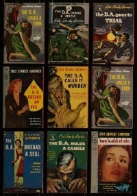 3a376 LOT OF 9 ERLE STANLEY GARDNER D.A. SOFTCOVER POCKET BOOKS 1940s-1950s with cool cover art!
