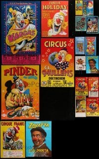 3a622 LOT OF 18 MOSTLY FORMERLY FOLDED NON-U.S. CIRCUS POSTERS WITH CLOWNS 1990s-2000s great art!