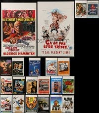 3a579 LOT OF 21 MOSTLY UNFOLDED BELGIAN POSTERS 1970s-1980s a variety of movie images!