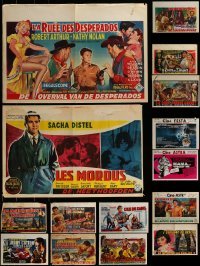 3a590 LOT OF 15 FORMERLY FOLDED HORIZONTAL BELGIAN POSTERS 1950s-1960s a variety of movie images!