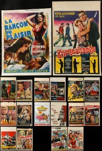3a584 LOT OF 18 FORMERLY FOLDED VERTICAL BELGIAN POSTERS 1950s-1970s a variety of movie images!