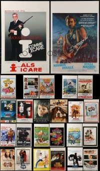 3a574 LOT OF 25 MOSTLY UNFOLDED BELGIAN POSTERS 1970s-1990s a variety of movie images!