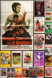 3a065 LOT OF 41 FOLDED KUNG FU ONE-SHEETS 1960s-1980s great images from martial arts movies!