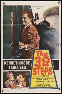 3b020 39 STEPS 1sh 1959 Kenneth More, Taina Elg, English crime thriller, cool image!