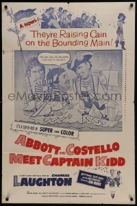 3b025 ABBOTT & COSTELLO MEET CAPTAIN KIDD 1sh R1960 pirates Bud & Lou are raising Cain!
