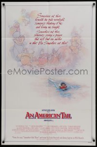 3b040 AMERICAN TAIL style B 1sh 1986 Steven Spielberg, Don Bluth, different art of Fievel the mouse!
