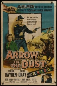 3b050 ARROW IN THE DUST 1sh 1954 tough double-fisted Sterling Hayden, pretty Coleen Gray