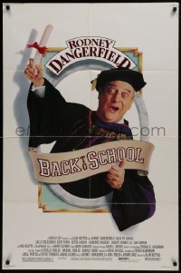 3b059 BACK TO SCHOOL 1sh 1986 Rodney Dangerfield goes to college with his son, great image!