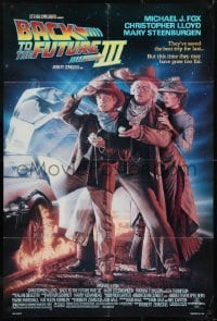 3b061 BACK TO THE FUTURE III DS 1sh 1990 Michael J. Fox, Chris Lloyd, Drew Struzan art!