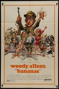 3b062 BANANAS 1sh 1971 great artwork of Woody Allen by E.C. Comics artist Jack Davis!