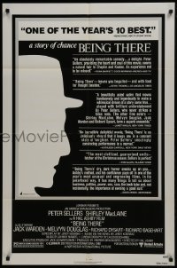 3b072 BEING THERE 1sh 1980 outline of Peter Sellers, directed by Hal Ashby!
