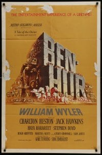 3b074 BEN-HUR 1sh 1960 Charlton Heston, William Wyler classic epic, cool chariot & title art!