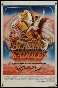 3b090 BLAZING SADDLES 1sh 1974 Mel Brooks western, art of Cleavon Little by Alvin & Goldschmidt!