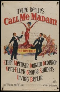 3b125 CALL ME MADAM 1sh 1953 Ethel Merman, Donald O'Connor & Vera-Ellen sing Irving Berlin songs!