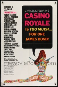 3b004 CASINO ROYALE 1sh 1967 all-star James Bond spy spoof, psychedelic art by Robert McGinnis!