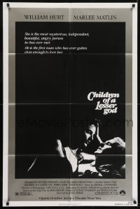 3b139 CHILDREN OF A LESSER GOD advance 1sh 1986 William Hurt & Best Actress winner Marlee Matlin!