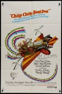 3b141 CHITTY CHITTY BANG BANG style A 1sh 1969 Dick Van Dyke, Sally Ann Howes, art of flying car!