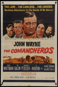 3b152 COMANCHEROS 1sh 1961 cowboy John Wayne, Stuart Whitman, directed by Michael Curtiz!