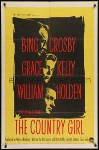3b160 COUNTRY GIRL 1sh 1954 Grace Kelly, Bing Crosby, William Holden, by Clifford Odets!