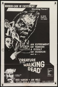 3b162 CREATURE OF THE WALKING DEAD 1sh 1965 Creature of the Walking Dead, cool monster images!