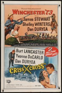 3b166 CRISS CROSS/WINCHESTER '73 1sh 1958 James Stewart & Burt Lancaster double bill!