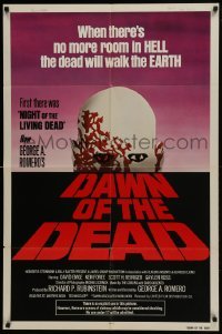 3b177 DAWN OF THE DEAD 1sh 1979 George Romero, no more room in HELL for the dead, red title design