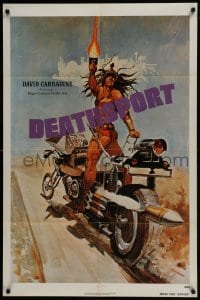 3b181 DEATHSPORT teaser 1sh 1978 David Carradine, great artwork of futuristic battle motorcycle!
