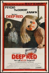 3b182 DEEP RED 1sh 1977 Dario Argento, creepy artwork of doll with cleaver hanging from noose!