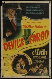 3b189 DEVIL'S CARGO 1sh 1948 Rochelle Hudson & John Calvert as The New Falcon!