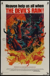 3b190 DEVIL'S RAIN 1sh 1975 Ernest Borgnine, William Shatner, Anton Lavey, cool Mort Kunstler art!
