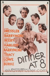 3b195 DINNER AT 8 1sh R1962 Jean Harlow in one of the most classic all-star romantic comedies!