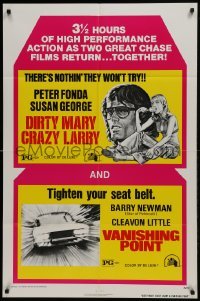 3b198 DIRTY MARY CRAZY LARRY/VANISHING POINT 1sh 1975 Peter Fonda, Barry Newman, Susan George!