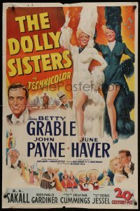 3b207 DOLLY SISTERS 1sh 1945 sexy entertainers Betty Grable & June Haver in wild outfits!