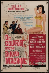 3b213 DR. GOLDFOOT & THE BIKINI MACHINE 1sh 1965 Vincent Price, sexy babes with kiss & kill buttons!