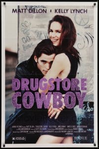 3b217 DRUGSTORE COWBOY 1sh 1989 Matt Dillon & sexy Kelly Lynch, directed by Gus Van Sant!