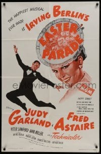 3b224 EASTER PARADE 1sh R1962 art of Judy Garland & Fred Astaire, Irving Berlin musical