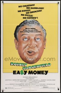3b225 EASY MONEY 1sh 1983 wacky headshot artwork of screwball Rodney Dangerfield!