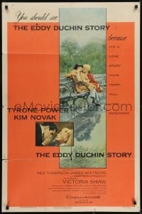 3b226 EDDY DUCHIN STORY 1sh 1956 Tyrone Power & Kim Novak in a love story you will remember!