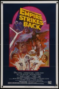 3b232 EMPIRE STRIKES BACK NSS style 1sh R1982 George Lucas sci-fi classic, cool artwork by Tom Jung!