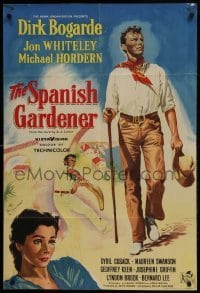 3b805 SPANISH GARDENER English 1sh 1956 Dirk Bogarde & sexy Maureen Swanson, cool jai alai artwork!